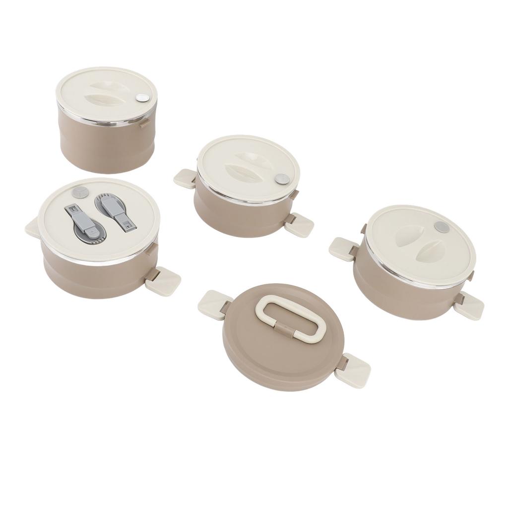 3.3L 4-stöckige isolierte Lunchbox 304 Edelstahl Lebensmittelbehälter Runde stapelbare Bento-Box mit 2