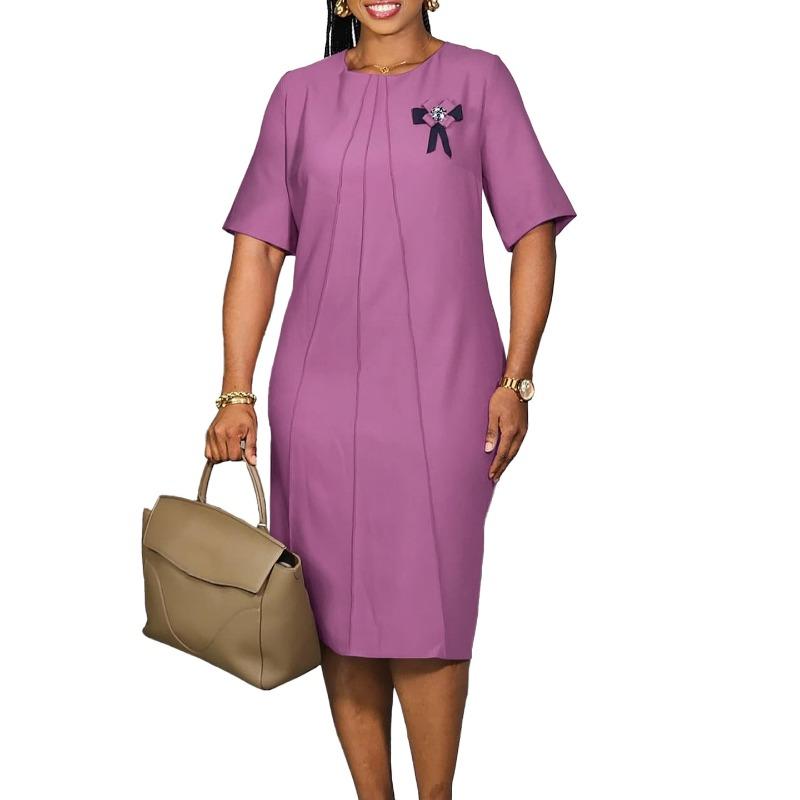 Women's New Fashion Temperament Elegant Solid Color Loose Large Size African Dress