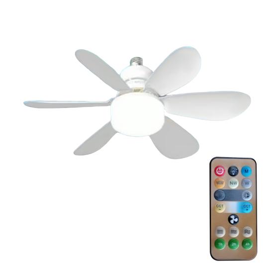 Ceiling Fan with Remote Control 30/40W LED Lighted Ceiling Fan Dimmable Fan Light with Timer Quiet 6 Blades Socket Ceiling Fan Universal Lamp