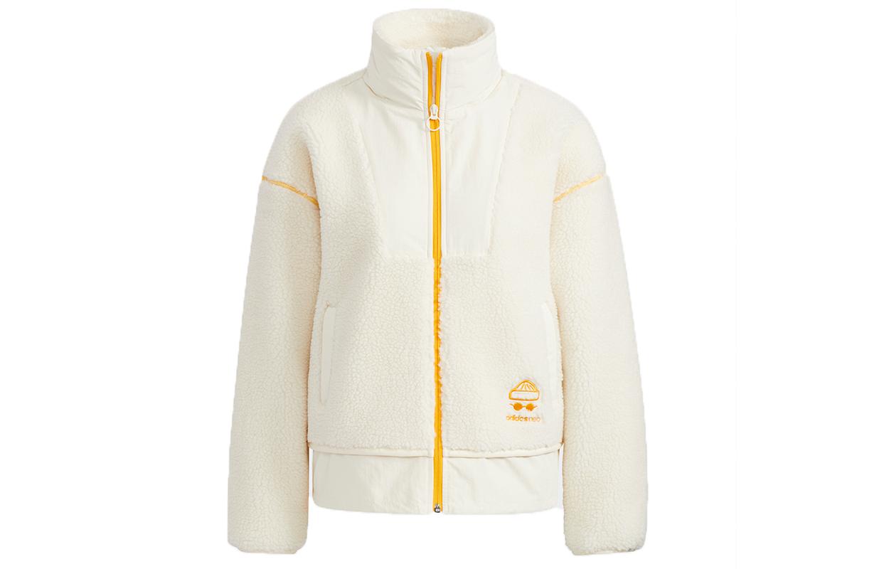 Adidas Neo Velvet Jackets Women s Ecru Stand Collar Moderate HG9034 XL
