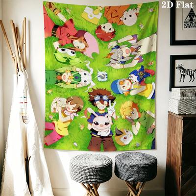 Tapiz de Digimon Adventure Colgante de Pared Estético Manta de Tela Impresa Tapices Decorativos para Dormitorio Sala de Estar Decoración del Hogar