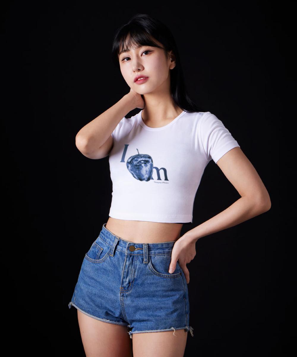 Astral Projection Apple Supima Spandex Crop Top_White L
