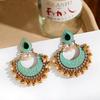 RSAMD Ethnic Retro Green Jhumka Earrings For Women Indian Jewelry Pearl Tassel Earring-Green