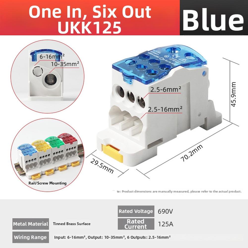 125A DIN Rail Mountable Power Distribution Junction Box with Tin Plated Brass Guide Rail and Multi Channel Output Options