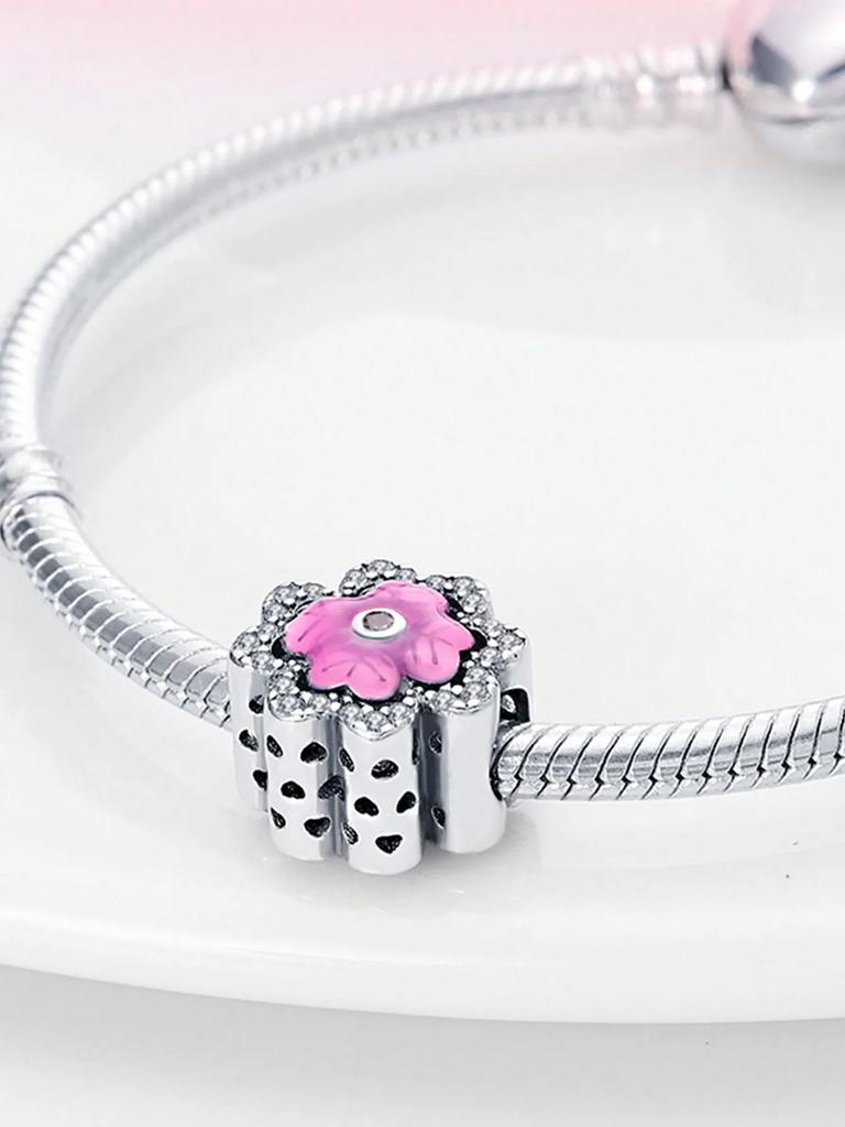 Charm Plata Copper Colors Colorful Flowers Bead Charms Pendants For Genuine Bracelets For Women DoItYourself Jewellery Love Gifts