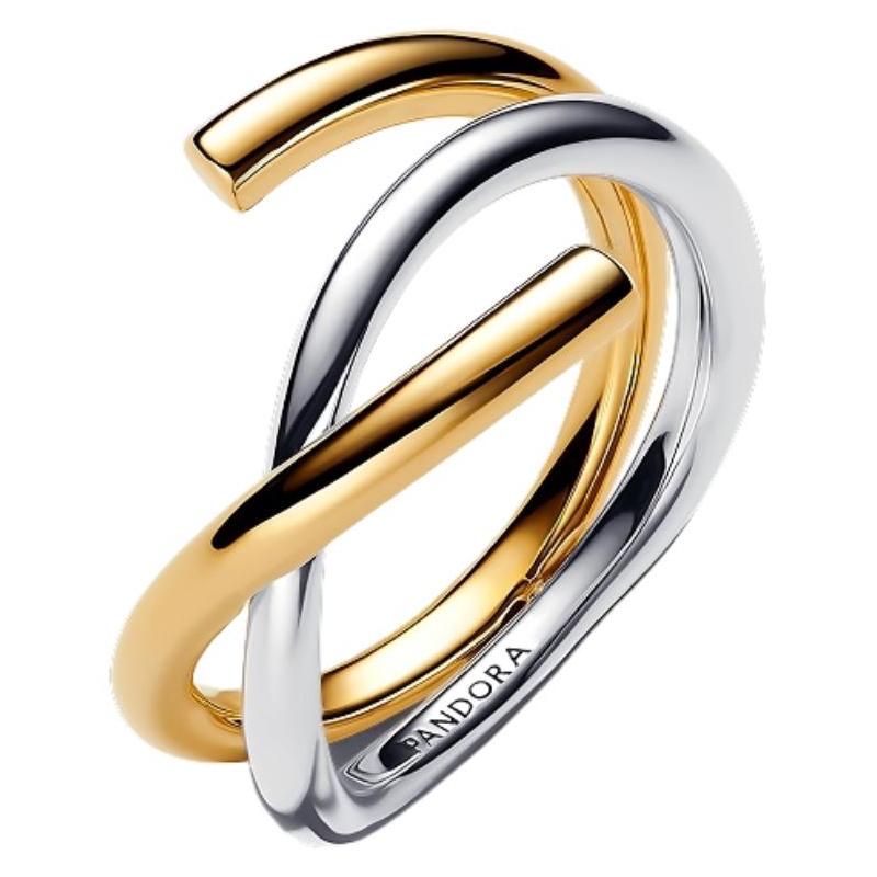 Pandora Two-color double ring design 925 silver ring women s yellow/silver 163889C00 серебряный