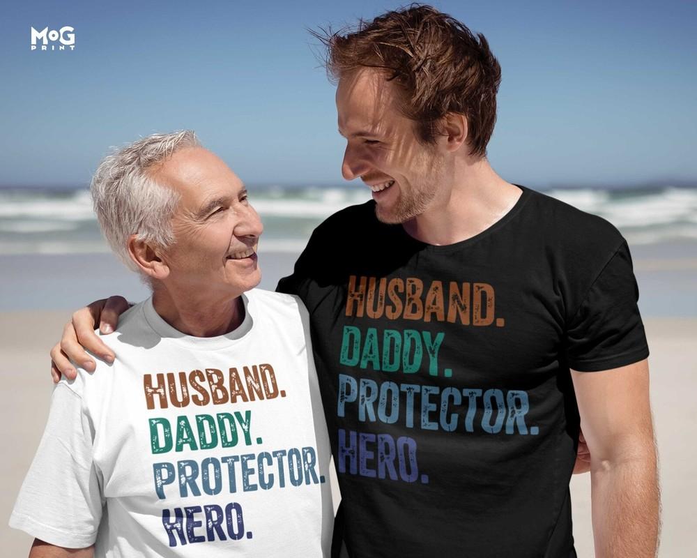 

Father’s Day Gift T-shirt Husband Daddy Protector Hero Shirt Funny Tee for Dad M