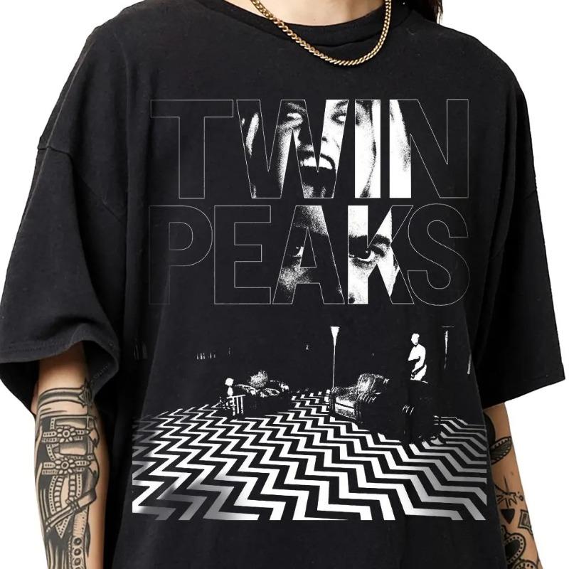 Casual Men's Cotton Top Twin Peaks Black Lodge Zigzag Floor Graphic T‑Shirt Men's and Women's Casual Short Sleeve Tee Cult TV Series Y Unisex,gift,Top