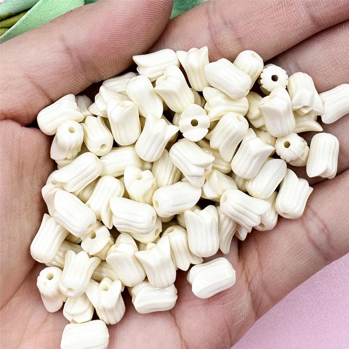 

Высококачественные ювелирные аксессуары для изготовления ювелирных изделий 7,5*9,6 мм, браслеты-тюльпаны, акрил, 100 шт., модные свободные бусины, цветы, усовершенствованное ожерелье «сделай сам» бежевый