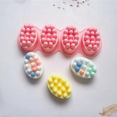 1 moule à savon en silicone 3D en forme de massage pour thérapie de massage, outil de fabrication de savon ovale pour spa, accessoires d'artisanat