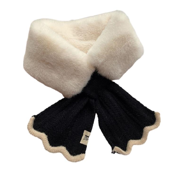 Warm Cross Knitted Scarf Patchwork Autumn Winter Neck Scarf for Women Girls