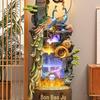 Feng Shui Wheel Rockery Fountain: Recirculating Water Ornament for Wealth and Fortune - Ideal for Housewarming or Opening Gifts.