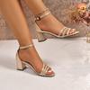 New Sexy Golden Heels Women Summer Fashion Elegant Dress High-heeled Outdoor Casual Sandals Wedding Shoes Bride Zapatos De Mujer