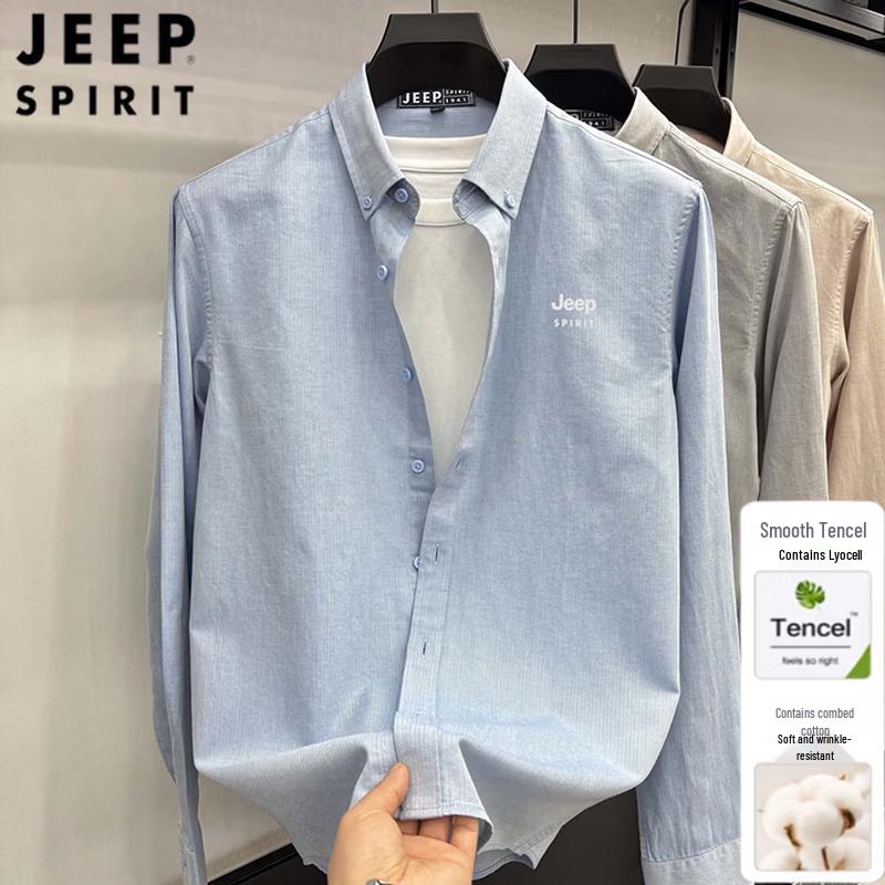 

JEEP SPIRIT Men s Business Casual Tencel-Blend Long Sleeve Shirt 54/2XL