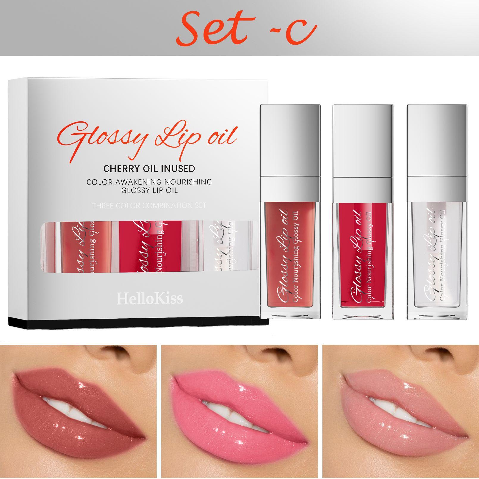 

Увлажняющее и осветляющее масло для губ, набор из трех штук, увлажняющий и осветляющий увлажняющий зеркальный блеск для губ setC