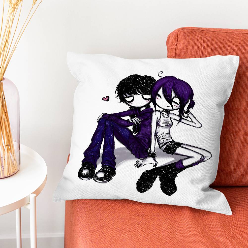 Emo Love Boys Black Pillow Case Silky Short Plush With Invisible Zipper Dustproof Sofa Cushion Cover For Home Decor