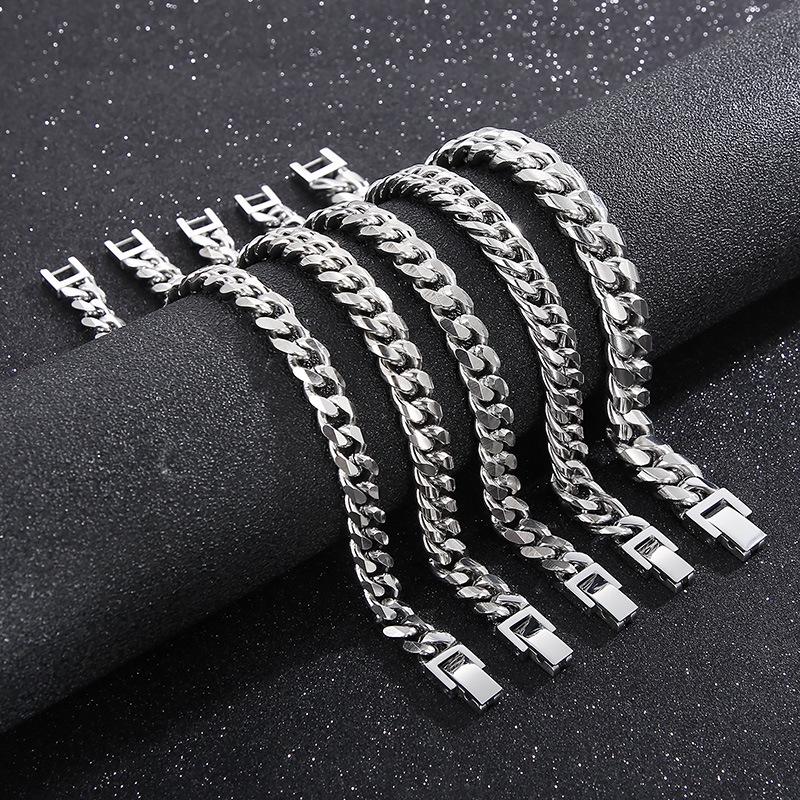 Unisex Cuban Cut Edge Titanium Steel Bracelet - Simple Whip Chain Fashion Jewelry