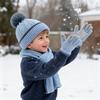 Ensemble 3 Pièces Chapeau Écharpe Gants pour Enfants Couleur Unie Texture Torsadée Décor Pompon Chapeau Écharpe Longue Gants Ensemble Accessoires d'Hiver Élastiques