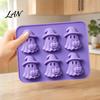 Halloween Party Supplies Ghost Ice Cube Mold, 6 Cavity Silicone Tray, 3D Flexible Mold for Shape Maker, Whisky Cocktails Tray