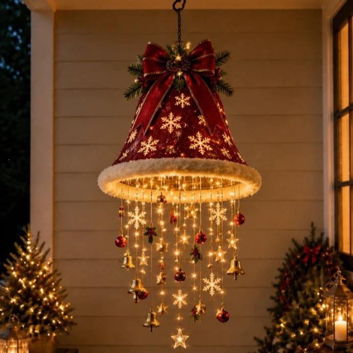 Beleuchteter Weihnachtsmannmützen-Kronleuchter - Warm leuchtende LED-Weihnachtsdekoration Hängender Kronleuchter 5 Stile für festliche Dekoration