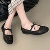 Bow Mesh Lace Flats Ballet Shoes Women Sandals Marie Janes Shoes Square Toe Summer 2025 New Trend Dress Designer Sandalias Mujer