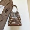 Retro Small Rivets PU Leather Shoulder Bag for Women 2025 Punk Style Bucket Handbags and Purses Females Crossbody Bags