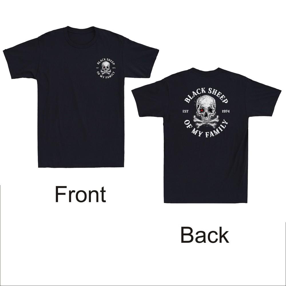 

Skeleton 1974 Black Sheep Of My Family Funny X Front&Back Print Mens T-Shirt Unisex T-Shirt XL