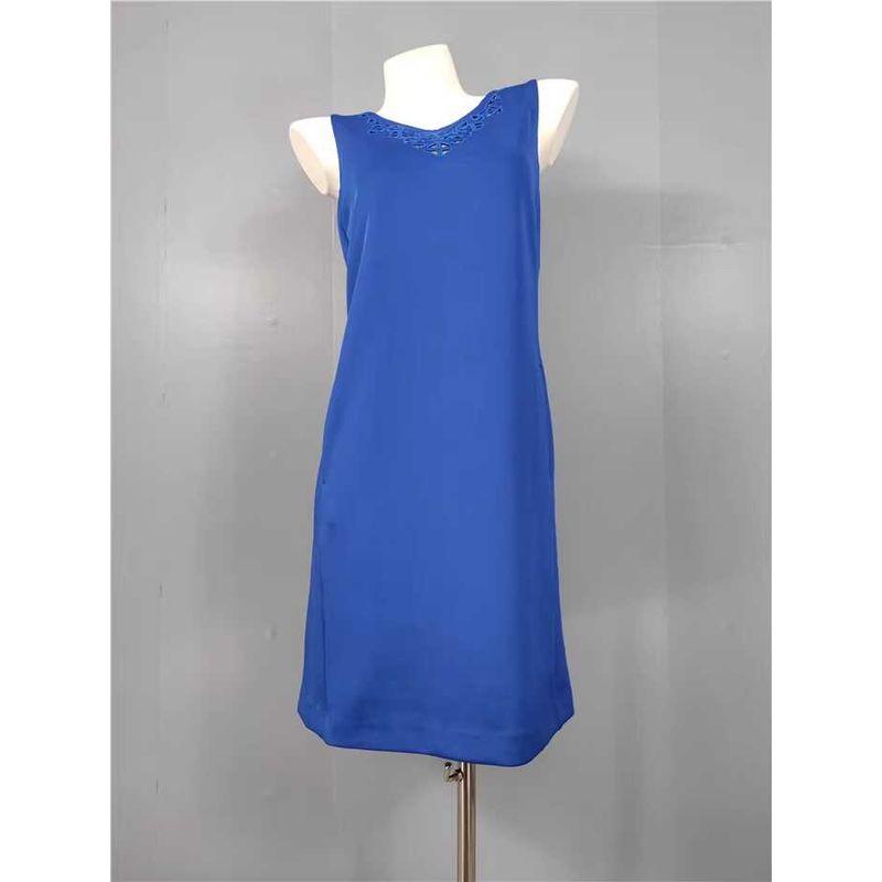 

Export Single T Home Cut Out Temperament Commute Versatile Pocket Elegance Sleeveless White Ol Office Work Dress Women Blue XL(10)