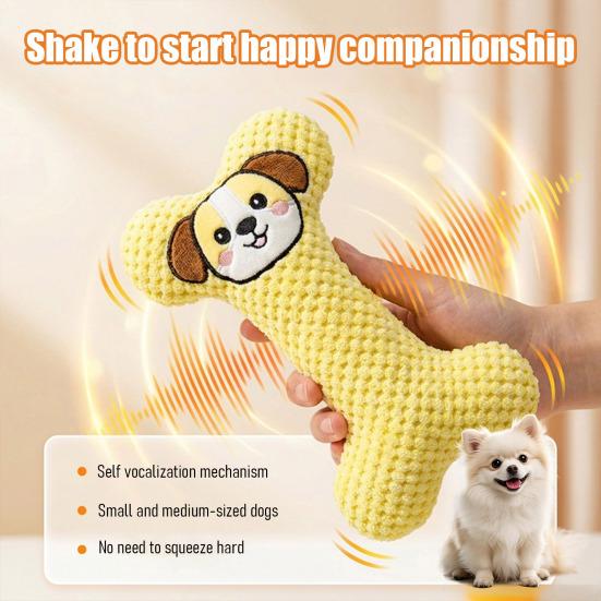 Plush Bone Dog Toy Soft Bone Dog Chew Toy with Gentle Sound Low Noise Tooth Cleaning Toy for Small Medium Dogs Teething Snuggling