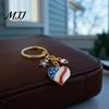 Star Shaped Keychain Independence Day Pendant, Enamel Zinc Alloy Key Holder with Feather Design USA Letters Stars Hearts Patriotic Design, American