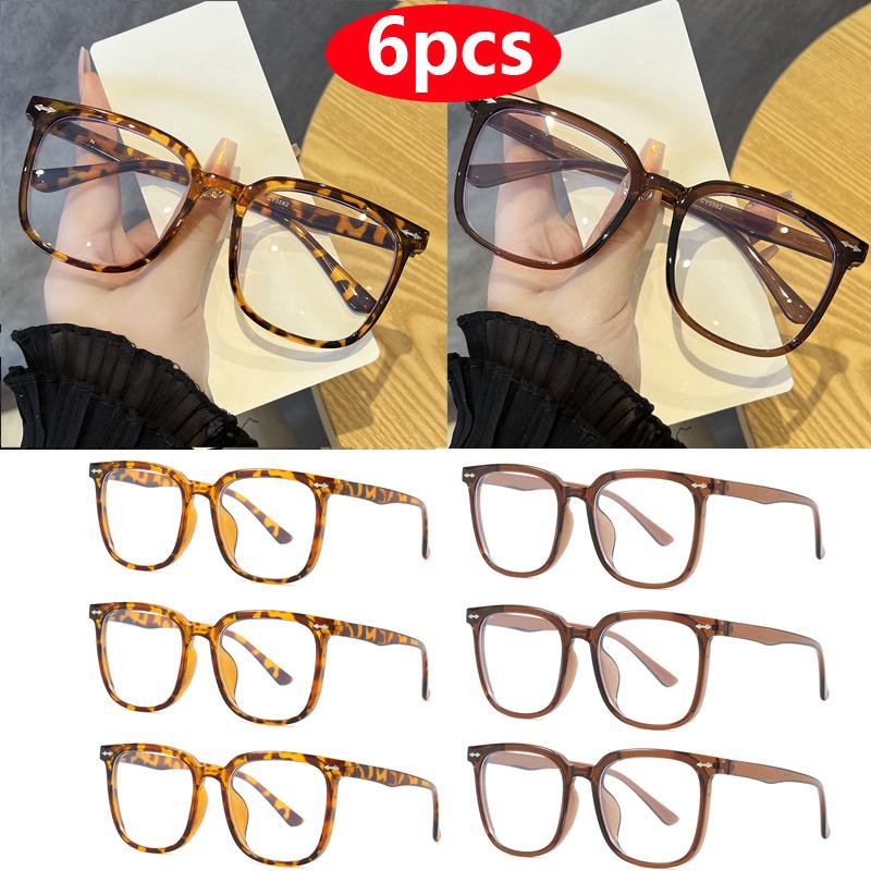 

6pcs Square Myopia Glasses Frame Women Men New Oversized Brand Eyeglasses Frames Anti Blue Light Glasses