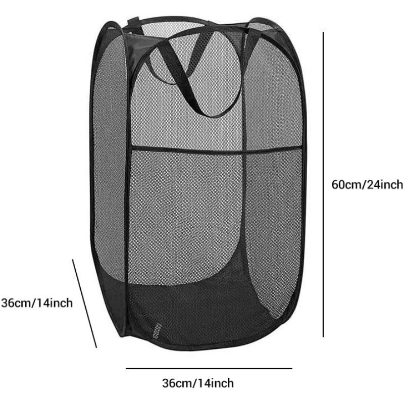 Portable Mesh Pop Up Laundry Hamper Laundry Basket Wide Opening Breathable Collapsible Space-Saving Dorm Travel Bathroom Items