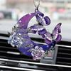 Purple Butterfly Car Rearview Mirror Hanging Accessories, Souvenir Christmas Ornament Gifts, Butterfly Pendant for Car - DD