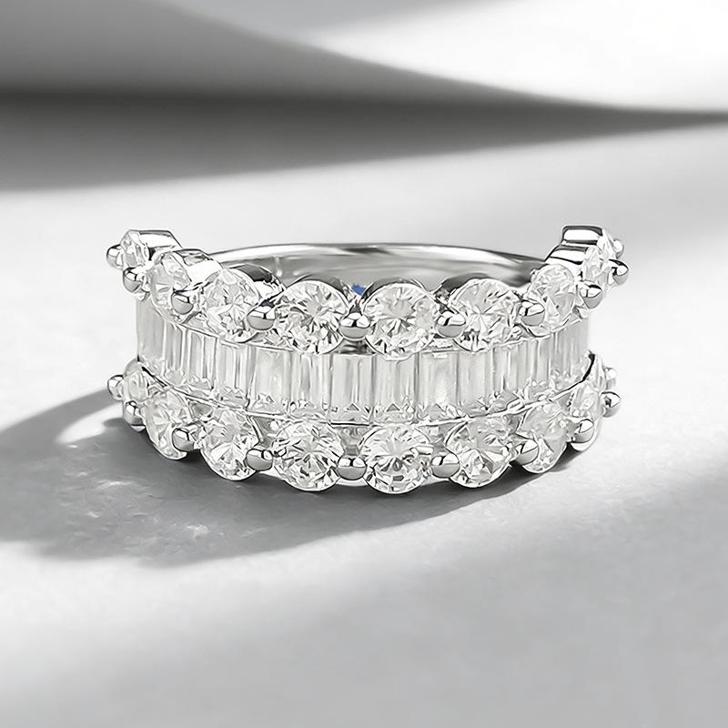 Xian Can 2026 S925 Silver Pave-set Square Diamond Ring: Simple, Fashionable, High-End Style
