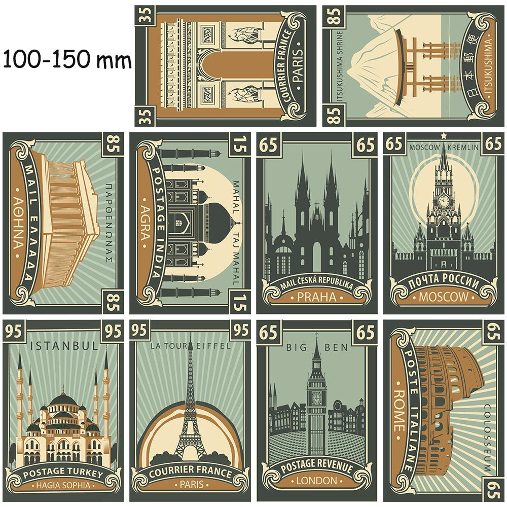 

10 шт. Ретро Архитектура Наклейка Постер Домашний Декоративный Ноутбук Подарок Стена Кофейная Комната Багаж Фотография Для Гостиной Открытка