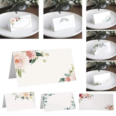 100pcs Paper Table Place Cards Blank Greeting Card Elegant Tabletop Card  for Banquet Wedding