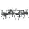 VidaXL Garden Dining Set Cushions 5 Pcs Grey Poly Rattan Glass 3334579