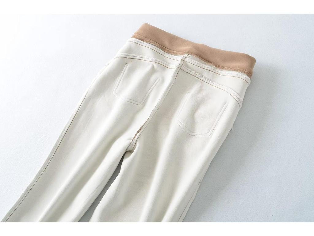 Women's Khaki High-Waisted Micro-Flare Trousers: Slimming & Elegant Trumpet Pants for Autumn/Winter 2025