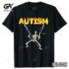 Retro Autism Skeleton Funny Men Women Cotton T-Shirt Neurodivergent Autism Awareness Support Graphic Tee Halloween Gifts Clothes