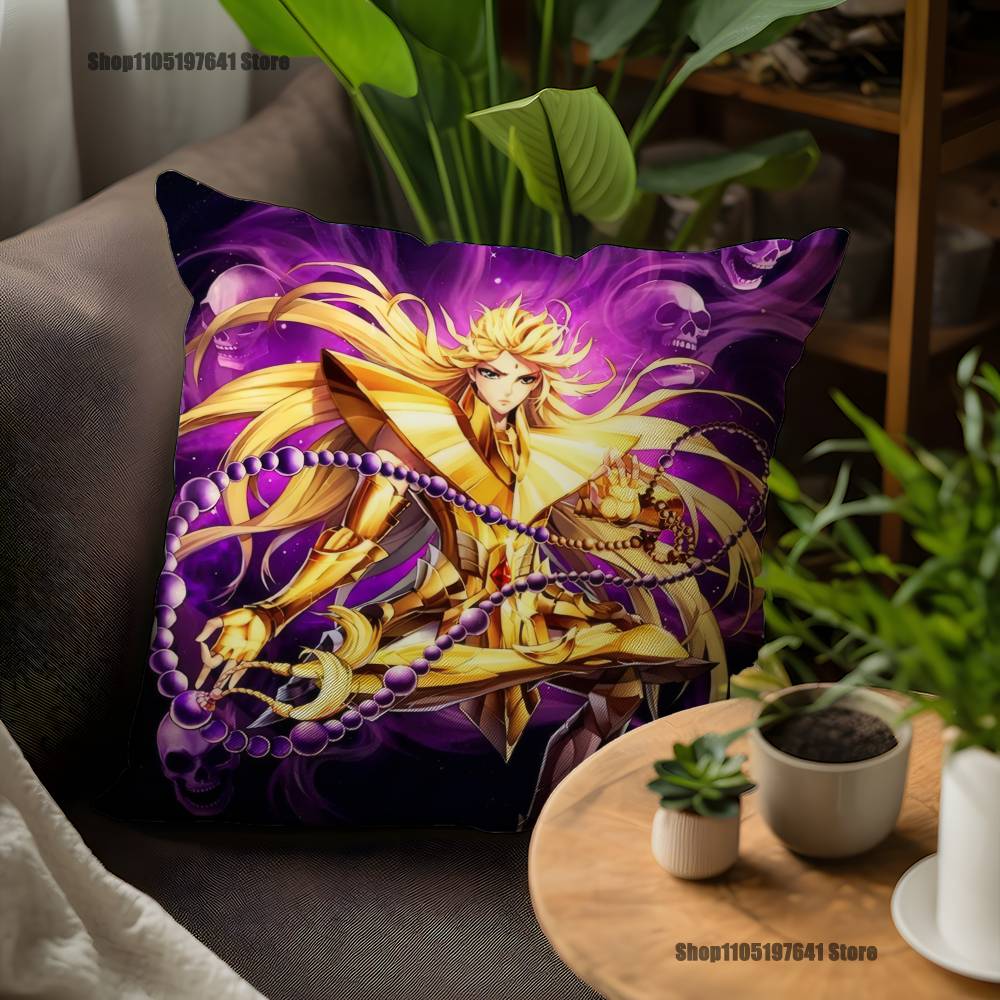 Saint Seiya Virgo Shaka Pillow Case For Sofa Decor Car Office Room Printing Cushion Cover Decorations and Protector