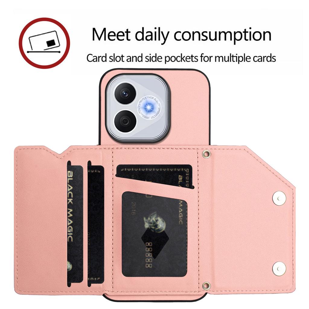 For Honor X70i/Honor 400 Lite 5G Case Card Holder Kickstand Skin-Touch Phone Cover with Wrist Strap