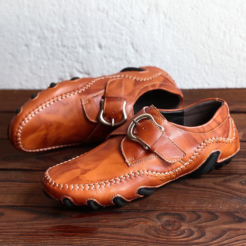 Men's shoes octopus casual shoes spring low-top surface Velcro flat-bottomed driving beans small leather shoes single shoes