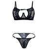Soft Steel Ring Lace See Through Hollow Underwear Two-piece Set Gathered Bra Thong Women's Sexy Underwear