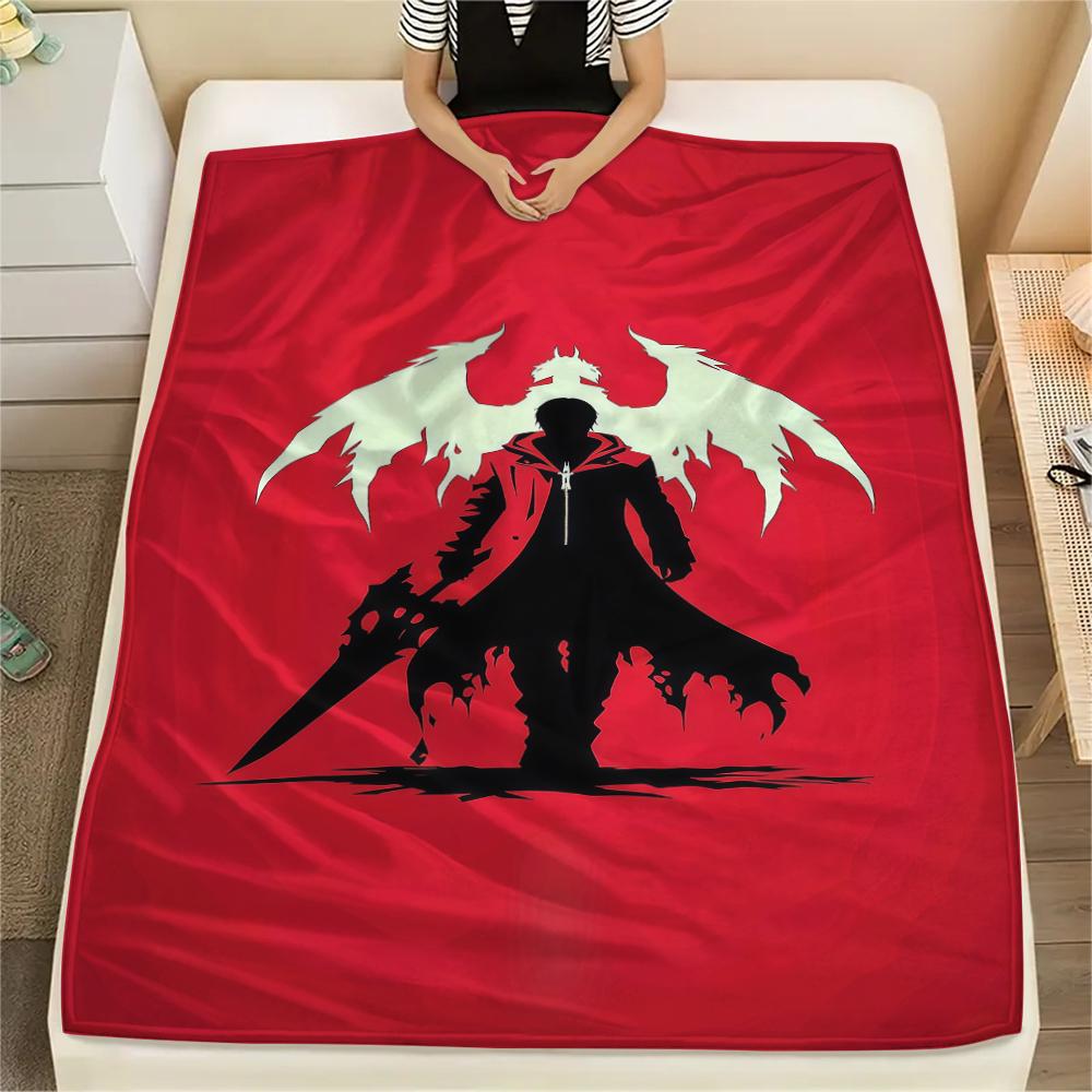 1PC Devil May Cry Print Flannel Blanket, High Quality All Seasons, Home Decor, Warmth and Comfort, Perfect for Christmas Gifts