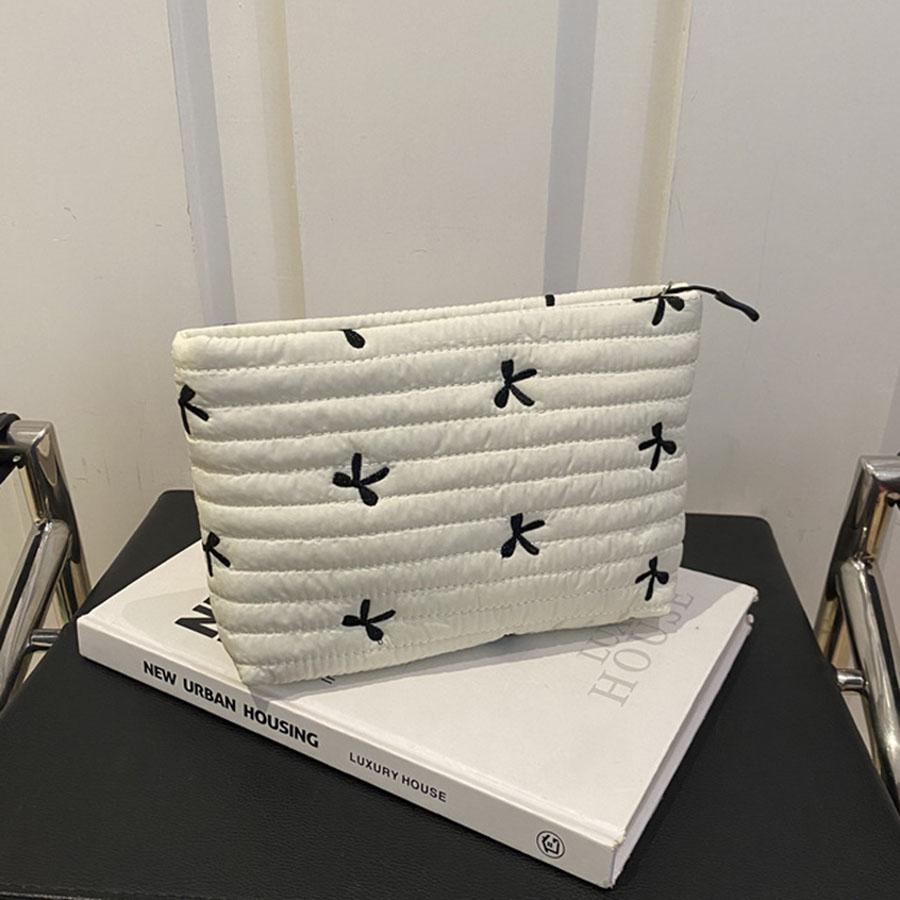 1 Stück Schleifenstickerei Handtasche Große Kapazität Make-up-Tasche Stift Handy Aufbewahrungstasche mit Reißverschluss Kulturtasche Modische Tasche