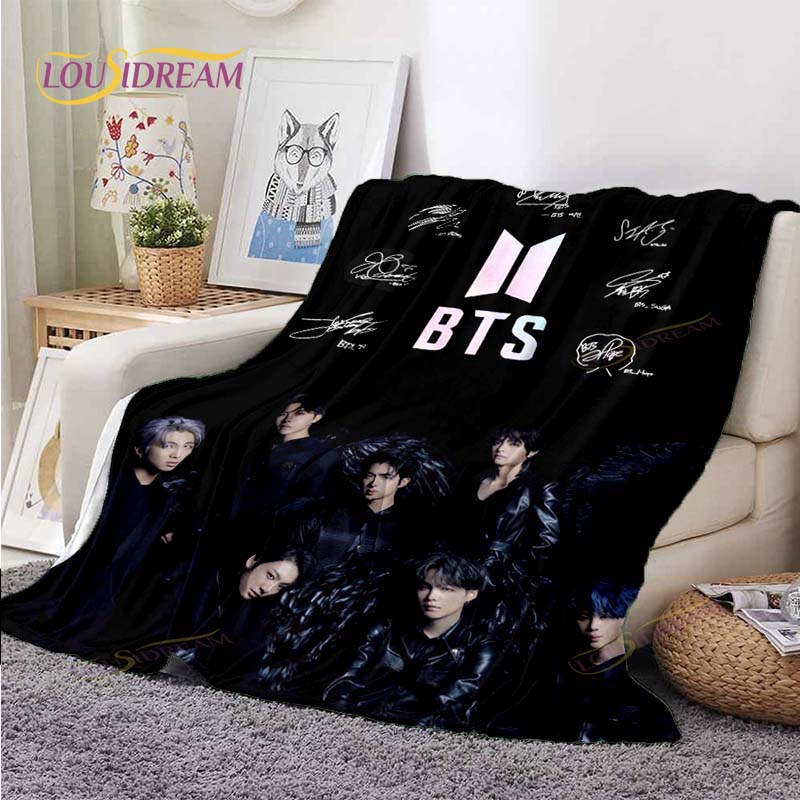 Kpop Bangtan Boys BTS Blanket Couch Quilt Cover Travel Bedding Outlet Throw Blanket Flannel Blanket Bedspread Picnic Blanket