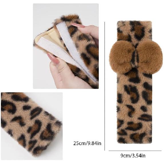 2 Pack Seat Belt Cover Pad, Cute Plush Leopard Print Seatbelt Covers Seatbelt Shoulder For More Comfortable Driving, Plush Fluffy Soft Seat Belt