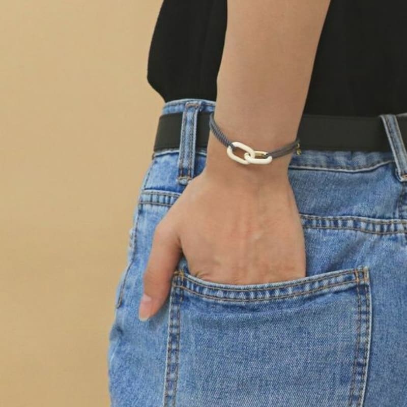 Gaman IVORY ENAMEL GREY CORD BRACELET