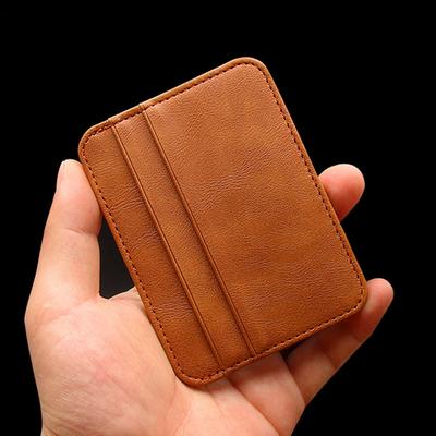 Solid Color Bank Credit Card Box Female Male Business Card Case New Ultra-thin Soft Wallet PU Leather Mini Credit Card Wallet
