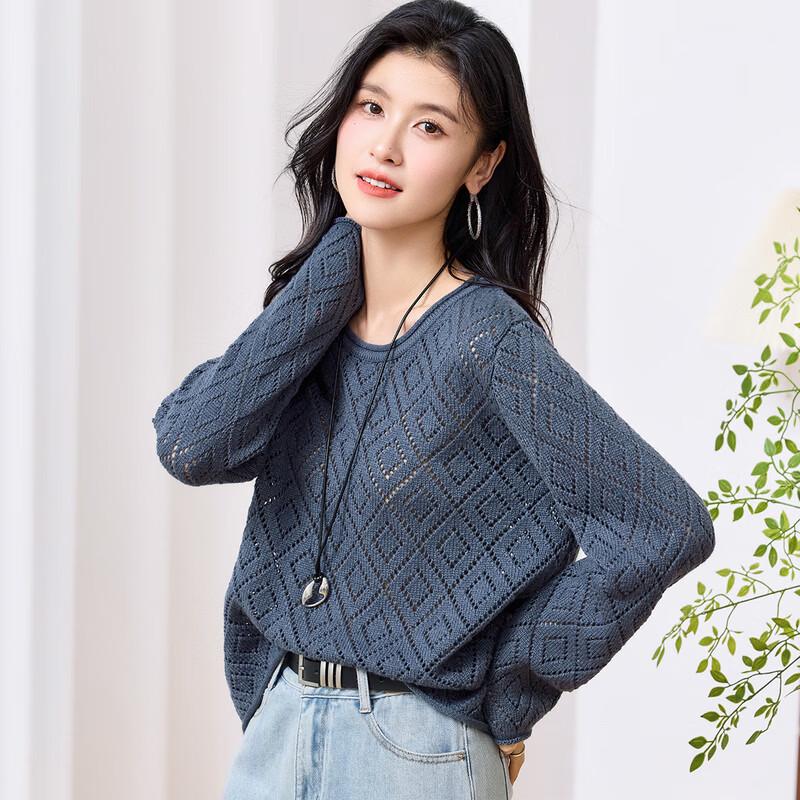 Jinjuan Women s Thickened Diamond Knit Wool Blend Sweater M